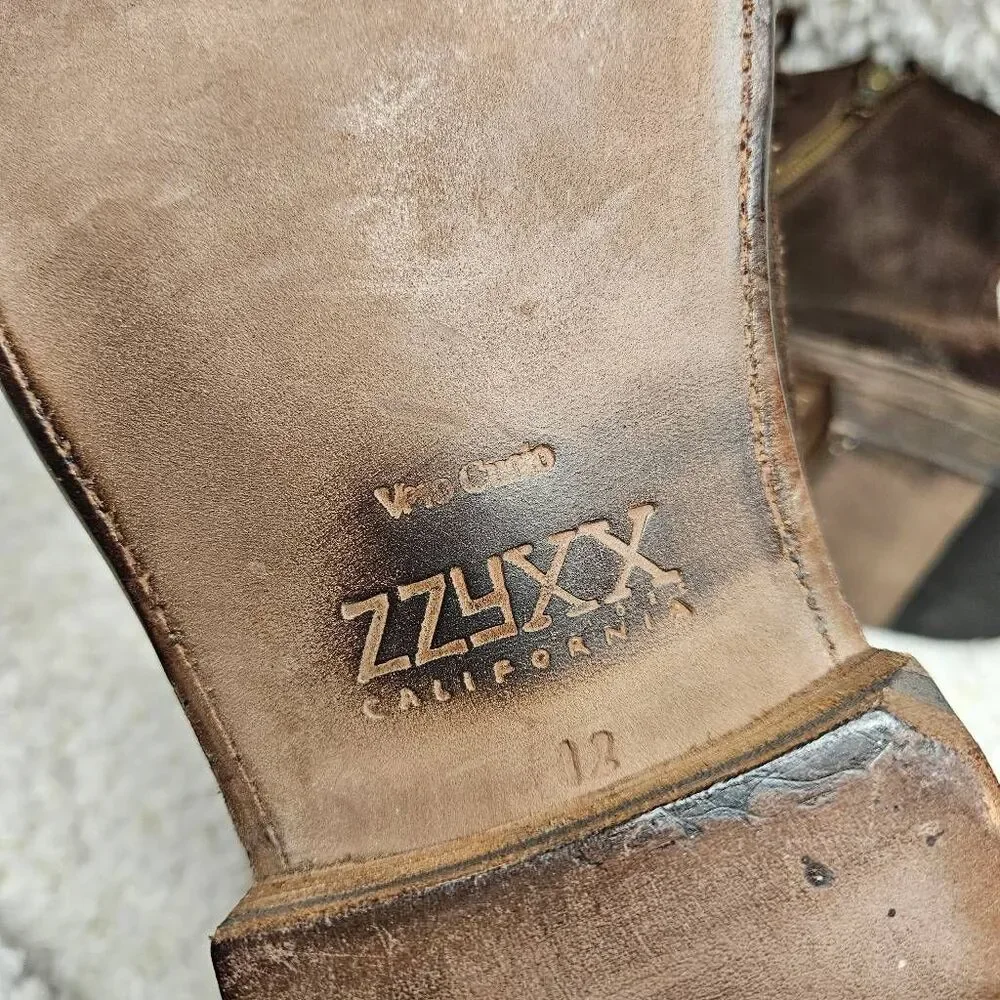 ZZYXX California The Ziggy Briwn Suede Leather Laceup Ankle Boots Mens sz 12‎